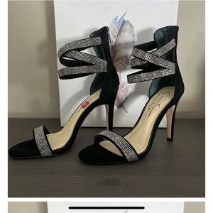 Jessica Simpson Black Heels with Silver Accents